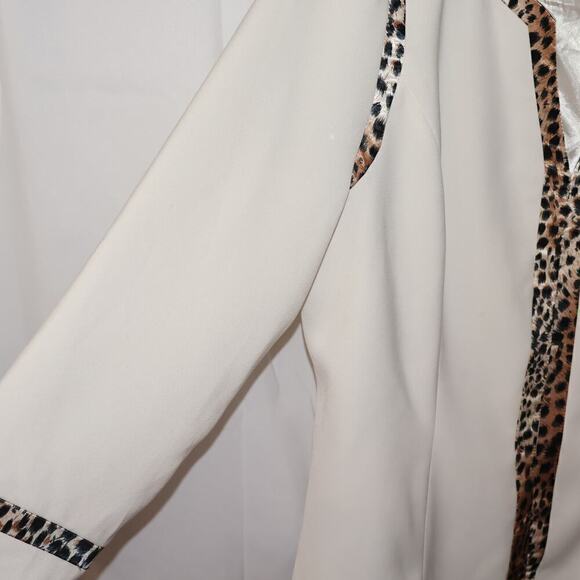 Midnight Velvet Size 12 White Jacket Animal Trip Polyester Hook Eye Lined - Picture 6 of 14